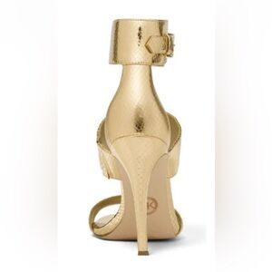 MICHAEL Michael Kors Amos Ankle Strap Sandals Stiletto Heels Gold Size 8 M shoes